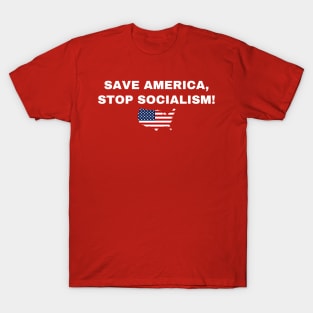 Save America Stop Socialism Usa American Flag T-Shirt